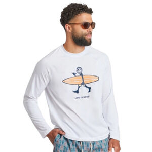Life is Good Men's Jake Surf White Long Sleeve Rashguard Size Medium